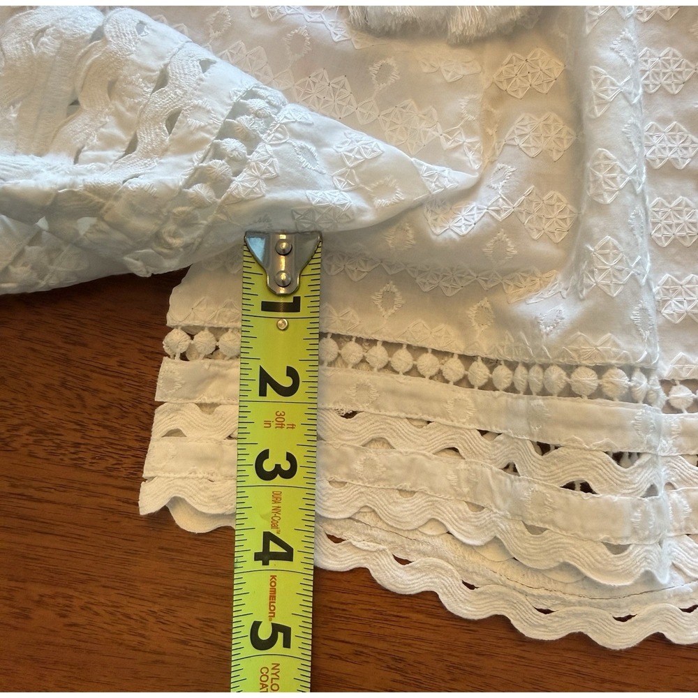 Veronica Beard Tijana Shorts Women's Size XL White Embroidered Scalloped Tassel‎ - Picture 9 of 13